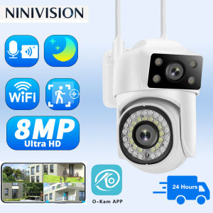 NINIVISION กล้องตรวจตราวิดีโอ8MP 4K HD 5G Wifi กล้องเครื่องบันทึกภาพกล้องวงจรปิดไร้สายกลางแจ้ง360 ° PTZ P2P สมาร์ทโฮม Wi-Fi CCTV