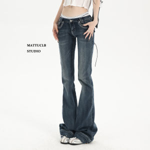 Quần Jeans Ống Loe Lưng Thấp Kiểu Mỹ MATTUCLB Quần Ống Loe Ôm Dáng Cho Nữ Quần Jeans Denim Retro Quần Thường Ngày Mùa Hè