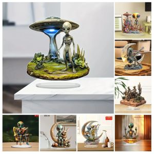 Funny Alien 2D แบนอะคริลิคตกแต่งตารางบ้านสํานักงานคาเฟ่ห้องสตูดิโอเดสก์ท็อปเครื่องประดับป้ายของขวัญ