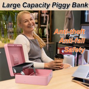 Secure Locking Money Box Household Antitheft Metal Deposit Box With Lock Drawer Safe Box