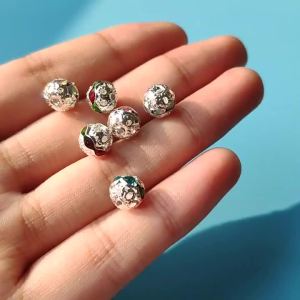 50pcs Multicolor AB Rhinestone Balls Crystal Loose Spacer Round Beads for Jewelry Making DIY Bracelet Accessories 6/8mm