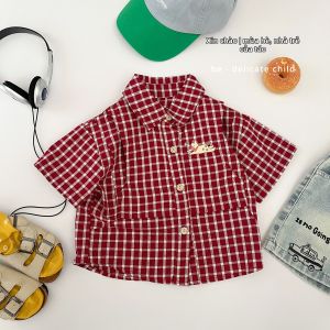 Bộ Quần Áo Bé Trai Mùa Hè Cổ Bẻ Áo Sơ Mi Jeans Short
