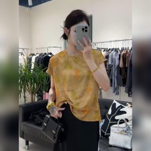 YUFUQING | New Chinese Style Retro Round Neck Loose Short Sleeve Womens Shirt Summer 2025 Elegant Lightweight Casual Fashion Top