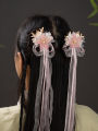 Chun Yi Xuan Super Fairy Spring Summer Flower Fairy Ancient Style Daily Hair Accessories Hair Clips Silk Ribbon Double Pronged Hanfu Headwear for Women. 