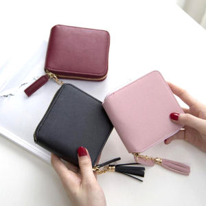 BANYANU Dompet Wanita Tassel Zipper Women Wallet Small Leather Purse for Women Birthday Gifts Bag Perempuan