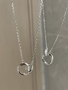 999 Pure Silver Mobius Couple Necklaces Interlocking Rings High-End Feelings Valentines Day Gift for Boyfriend Or Girlfriend
