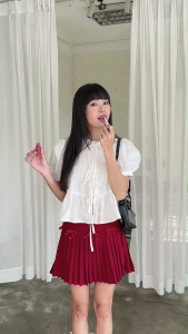 Chân váy ngắn chân váy đính nơ xếp ly dễ phối đồ có nhiều màu sắc Bluebell Miều Est.2013