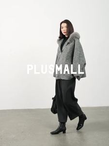 Silk Rabbit Wool Blend Double Face Cape Coat Removable Fur Collar