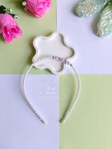 Bando mutiara korea fashion / Bando Bandana mutiara manik putih motif 3 bola akrilik / mutiara bening Dop warna / aksesoris wanita hijab fashion