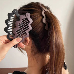 Tooyoo Wave Shaped Twist Clip Simple Acrylic Large Ponytail Clip Hair Claw Clip Female