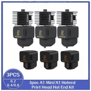 Bộ Kit Đầu In Hotend 3PCS A1 Mini/A1 0.2+0.4+0.6 Nâng Cấp Máy Ép Sợi Với Đầu Phun Thép Cứng Dành Cho Máy In 3D Bambu Lab