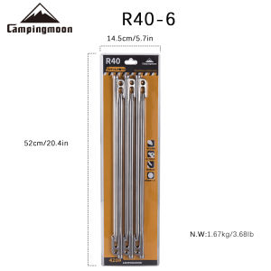Campingmoon | CAMPINGMOON Heavy Duty Steel Tent Stakes Pegs with Hook and Hole Design Outdoor Camping Travelling Tent Pegs Ground Nail 6pcs