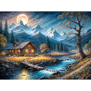 Scenic Small Town Night Landscape Jigsaw Puzzle 500/1000/1200/2000PCS Stress Relief Puzzle Wall Art Decor Gift Frameless