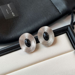 CAFFTI | Vintage Irregular Sterling Silver Black Agate Earrings