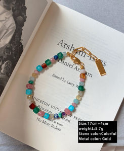 Colorful Natural Stone Beaded Necklace 2024 Womens Sweet and Fashionable Jewelry Set Elegant Accessories Neckchain for Girls