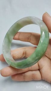 Jadeite Jade Bangle 58.4mm 缅甸A货翡翠 [58.4圈口 春彩正圈手镯] - FC-SZ-021