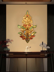 TAIMUJIA | Thai Buddhist Statue Wood Carving Wall Hanging Decorative Art
