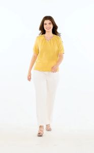 Krizia Detailed V Neck Pleated Blouse Top
