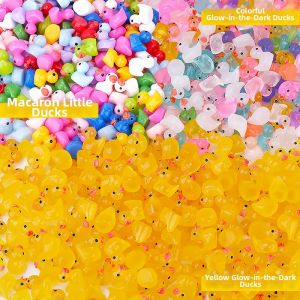 Glow In Dark Colorful Macaron Crystal Duck Resin Handmade Jewelry Accessories