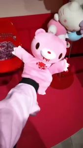 Black Pink Gloomy Blood Bear Fleece Animal Onesie Pajamas Cosplay Costume Halloween Purim Carnival Party Sleepwear Jumpsuit