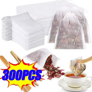 300PCS Empty Teabags String Heat Seal Filter Paper Herb Loose Tea Bag Drawstring Pouch Teabag Empty Unbleached Cotton Non-Woven Tea Strainer Disposable Seal Empty Tea Bag Filter Stop Coffee Filter Bag