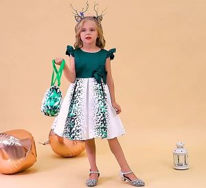 Summer Green Dress For Baby Girls Princess Evening Tutu Birthday Party Dress Toddler Girl Flower Christening Clothes for 3 4 5 6 7 8 9 10 Years Old