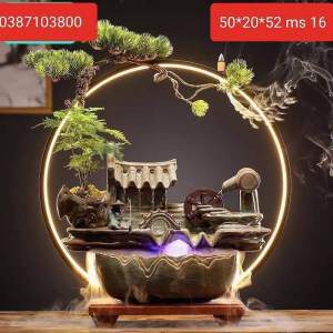 Thác Nước Phong Thủy Lã Vọng ông Già Câu Cá 50*29*52cm Món Quà tặng Khai trương Tân Gia
