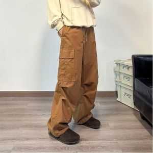 Mens Oversize Work Pants Spring Autumn Loose Fit Casual Outdoor American Style Drapey Wide Leg Long Trousers