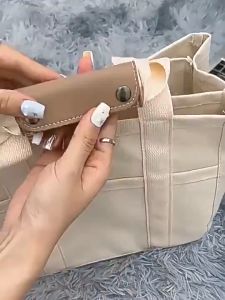 Korean Canvas Tote bag for women with Multi Pockets Large Capacity Crossbody Shoulder Handbag