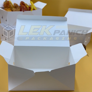 (50ชิ้น) กล่องกระดาษใส่อาหาร พร้อมรูระบาย สำหรับ ไก่ทอด อาหารทอด มี 2 ขนาด