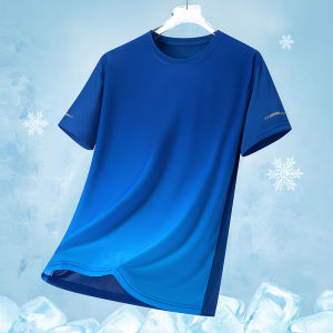 PeiMeng Quick Dry Gradient Sporty Short Sleeve Mens T-Shirt Ultra Thin Running Casual Summer Breathable Mens Top