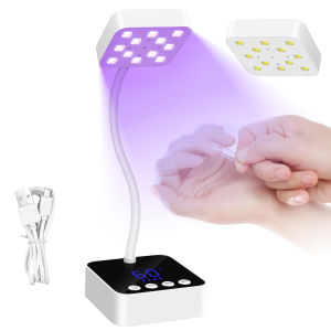 12LEDS UV LED Nail Lamp 36W Rechargeable UV Light for Gel Nails Cordless Portable Nail Dryer 360° Rotatable Polish Drying Lamp