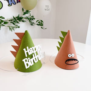 Adorable Dinosaur Theme Birthday Hat Headwear Childrens First Year Birthday Party Decoration Boys Decorative Props Photo