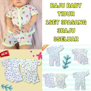 1Set 3Pasang (3-8m) Baby Long And Short Sleeve Shirt
