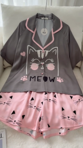 Đồ Ngủ Pijama HEUN YOUNG Bộ Mặc Nhà Đồ Bộ Pijama Croptop Cánh Dơi Lụa Latin Freesize Dưới 67Kg MK10