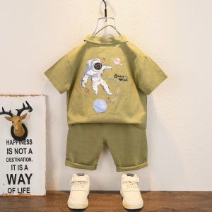 Anak-anak Anak Laki-laki Kemeja Astronot Celana Pendek Kapas Baju Katun Pakaian Setelan