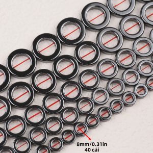 Hạt Đá Hematite Đen Tự Nhiên 8-16mm Hình Tròn & Hình Tròn Rỗng Nguyên Liệu Làm Đồ Trang Sức Tự Làm Cho Vòng Tay Vòng Cổ