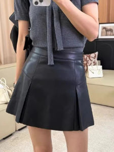 Váy Ngắn Da PU Màu Đen Cạp Cao Cho Nữ Mùa Thu 2025 Váy Ngắn Chữ a Ôm Sát Cơ Thể Đa Năng Váy Ngắn Thường Ngày
