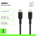 Cáp USB type C - Lightning BOOST↑CHARGE Belkin vỏ dù, chứng chỉ MFi, sạc nhanh 30W, 1m/ 2m - Hàng Chính Hãng Bảo Hành 1 đổi 1 trong 2 Năm. 