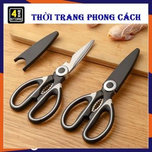 Kéo Làm Bếp Đa Năng Bằng Thép Không Gỉ - Kéo Nhà Bếp Cắt Gà Mổ Cá Khui Nắp Chai Tiện Lợi - Kéo Cắt Đa Năng 4in1- Cắt Vải Cắt Giấy - Kéo Cắt Cây Cảnh