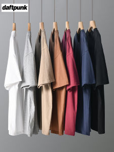 Pure Cotton Short Sleeve T-Shirt for Men and Women Vintage Thick American Style Solid Color Daily Use Loose Fit Tops