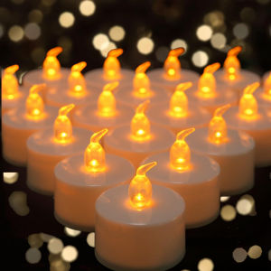 เทียนไร้เปลวไฟ 12 ชิ้น ไฟทีไลท์แบบใช้แบตเตอรี่ เทียนวอทีฟแบบกะพริบ ไฟทีไลท์ LED สำหรับฮาโลวีน คริสต์มาส งานแต่งงาน