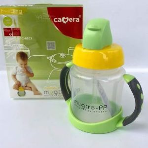 Camera ถ้วยหัดดื่ม Step 3 Mugteo แบบกดปุ่มฝาเปิด ทนความร้อนสูง ด้ามจับซิลิโคน จับถนัดมือ นึ่งหม้อนึ่งขวดนมได้ วัสดุ PP BPA Free ( C-TC-7032 )