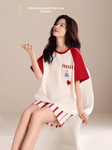 Bộ đồ ngủ MiiOW làm bằng vải cotton tay ngắn in hoạt hình thoải mái thoáng khí