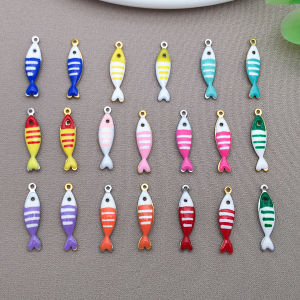 20pcs/lot 19x5mm Stainless Steel Fish Enamel Charms Pendants Stainless Steel DIY  Earring Jewelry Making Accessories Findings