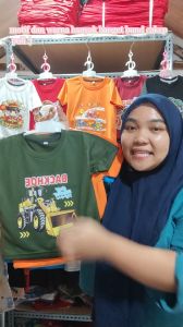 Code8.id DTF2 Baju Kaos Distro Harian Atasan Anak Laki Laki Motif Truk Big Backhoe Keren