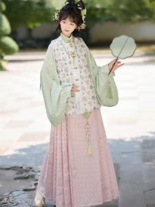 New Original Huaiqing Su round Neck Womens Ming Dynasty Hanfu Set with Ma Face Skirt Traditional Chinese Style Autumn Winter