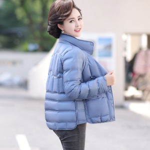 New 2025 Short Thickened Winter down Jacket for Elderly Women Warm Red Coat Fashionable Loose Fit Button Style Duck down Filling