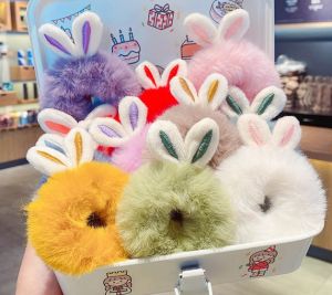 Childrens Plush Elastic Rubber Band New Fashion Rabbit Ears Hair Rope Plush Hair Band Hair Tie For Girl Woman Hair Accessories