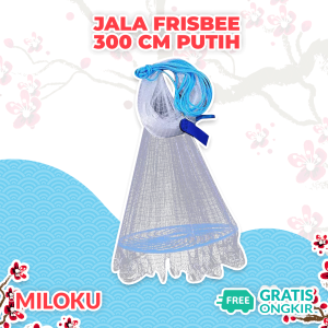 Miloku Jala Jaring Lempar Frisbee 300 CM Benang Monofilamen Putih Mesh Pancing Penangkap Perangkap Ikan Udang Kepiting Piring Bulat Fishing Throw Net Cage